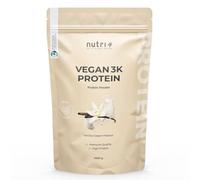 Nutri + Vegan Protein Powder Vainilla 1kg - 83% Proteína 3k de Origen Vegetal en Polvo - 1000g Sabor Crema de Vainilla Sin Lactosa, Azúcar, Estevia