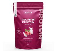 Vegan Protein Powder Yogur con Frambuesa 1kg - 80% Proteína - 3k Proteínas en Polvo - Sin Leche, Lactosa y Gluten 1000g Protein Blend - Nutri + Vegan