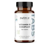 Nutri + Vitamin B Complex 365 Tabletas Veganas - Complejo de 8 Vitaminas B + Colina e Inositol - 1 Tableta al Día - Suministro para 1 Año
