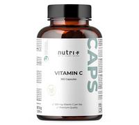 Nutri + Vitamina C Vegana 500 mg - 365 Cápsulas con Calcio Ascorbato de Alta Pureza - 1 Cápsula al Día - Alta Biodisponibilidad - Sin Aditivos