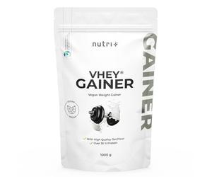 Nutri+ Weight Gainer Vegan 1 kg Neutro - Vhey Gainer Mass sin Azúcar, Creatina y Maltodextrina - Sin Lactosa + Alto Contenido Calórico 1000 g