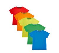 Nutria Camiseta para Niños Manga Corta Pack de 5 Camisetas Básica de Niño y Niña Cuello Redondo 100% Algodón Unisex Distintos Colores Rojo/Naranja/Amarillo/Verde/Azul, 14 años