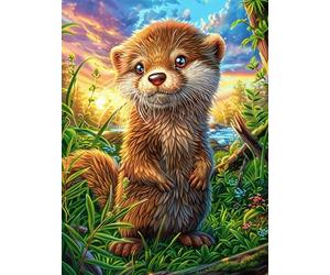 Nutria en una Pradera Floral Rompecabezas 300 Piezas Cartón para Adultos Sueño Mágico de Ciencia Ficción Estimulación Cognitiva Mejora Coordinación Ojo-Mano Actividad Compartir Familia 300 PCS