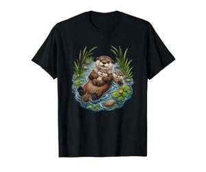 Nutria Familia Río Estanque Vida Silvestre Naturaleza Escena Camiseta