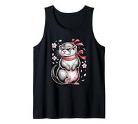 Nutria guerrera con Flores de Sakura Lindo Arte Animal Valiente Camiseta sin Mangas