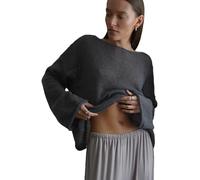 Nutria Jersey de ganchillo para mujer, cuello redondo, manga larga, jersey de punto de gran tamaño, con aguja de ganchillo, cubierta de malla hueca, parte superior Lechit informal, ropa de calle