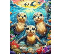 Nutria océano Madre y Sus crías Rompecabezas 1000 Piezas Cartón Grueso para Mayores Animales y Plantas Noches Juegos Familiares Estimulación Mental Regalo San Valentín 1000 PCS