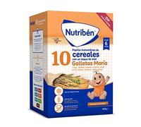 Nutribén 10 Cereales con un toque de Miel y Galletas María, 600g, Vitaminas y Calcio, Alimento para Bebés a partir de 6 meses, Con Gluten, Sin aceite de palma