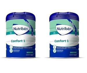 Nutribén Confort - Leche en Polvo Bebé AntiCólicos y AntiEstreñimiento desde el Primer Día | Alimento Completo | sin Aceite de Palma | 1 Bote de 800g (Paquete de 2)