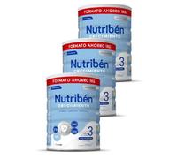 Nutribén Crecimiento Pro+ Leche de fórmula, Formato Ahorro Bote 3x1kg | Sin azúcares añadidos ni aceite de palma; con OLM y más de 13 vitaminas, fuente de calcio, hierro y vitamina D