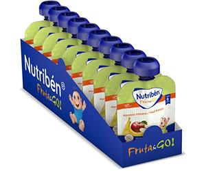 Nutribén Fruta And Go | Bolsita de puré de Frutas 100% Natural, Manzana Plátano- Pack De 10 unidades x 90g
