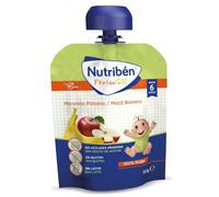 Nutribén Fruta & GO | Manzana y Platano | Bolsita Fruta Natural para Bebés desde 6 Meses | Sin Gluten y Sin Leche | 0% Azúcares Añadidos | 90g