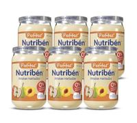 Nutribén Frutas Variadas Sin Gluten +6 Meses, 235g | Manzana, pera y melocotón. 100% fruta. Con Vitamina C. Sin almidón, leche ni aceite de palma. Sin azúcares añadidos.