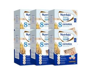 Nutribén innova ZERO 0% 8 Cereales | 3000g | Arroz, Trigo, Cebada, Avena, Maiz, Centeno, Mijo y Sorgo | Bebés a Partir de 6 Meses | 0% Azúcares Añadidos y producidos | Cereales Integrales | Pack de 6