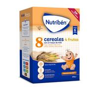 Nutribén Papilla 8 Cereales Miel y 4 Frutas, Cereales Bebé 6m+, Pack 6x600g