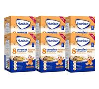 Nutribén Papilla 8 Cereales Miel y Galletas María,Cereales Bebé +6m, 6x600g | Sabor delicioso a miel y galleta maría; con 11 vitaminas y 2 minerales