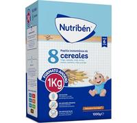 Nutribén Papilla 8 Cereales Sin Azúcares Añadidos Cereales Bebé, +6m, 1000g | 99% cereales enriquecidos con 11 vitaminas y 2 minerales; ideal para la alimentación complementaria