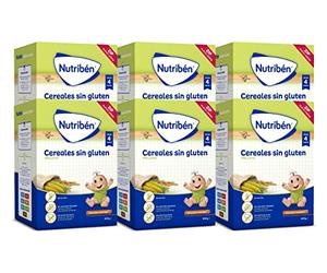 Nutribén, Papilla de Cereales Sin Gluten, 3600g, Sin Aceite de Palma ni Azúcares Añadidos, Alimento para Bebés, Desde los 4 Meses, Pack de 6 x 600 gr