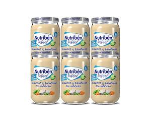Nutribén, Potitos de Guisantes y Zanahorias con Merluza, Desde Los 6 Meses, Pack De 6 X 235 gr