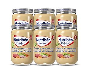 Nutribén Potitos De Jamón, Ternera y Verduras Desde Los 6 Meses Pack de 6 x 235gr