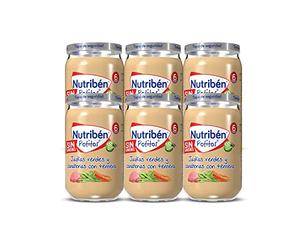 Nutribén Potitos de Judías Verdes y Zanahorias con Ternera, Desde los 6 Meses, Pack 6 x 235gr