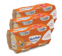 Nutribén Potitos Inicio Pera y Plátano Sin Gluten +4 Meses, 6x120g | 100% fruta. Con vitamina C. Sin almidón, leche ni aceite de palma. Sin azúcares añadidos. Textura ligera para empezar.