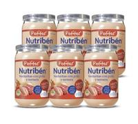 Nutribén Potitos Verduras con Pollo y Ternera Sin Gluten +6 Meses, 6x235g | Con AOVE. Sin almidón, huevo, leche ni aceite de palma. Sin sal ni azúcares añadidos. Textura ligera, cómodo de transportar.