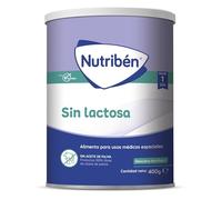 Nutribén Sin Lactosa 1 - Leche en Polvo Bebé sin Lactosa para Bebés Intolerantes a la Lactosa desde el Primer Día | Alimento Completo | Sin Aceite de Palma | con Cacito Dosificador | 1 Bote de 400g