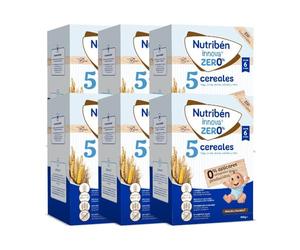 Nutribén ZERO 0% 5 Cereales Integrales Sin Azúcares Añadidos, 500g, 6m+ | Pack ahorro 6 ud. Cereales integrales. Fibra natural. Energía sostenida. Sin conservantes.