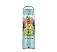 nutribullet Batidora portátil en azul claro, potente hoja extractora, taza de 475 ml, tapa para llevar, cable de carga USB-C y guía del usuario (idioma español no garantizado), ofrece más de 15 ciclos