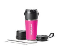 nutribullet Flip NBP016MA, Batidora Portátil con Vaso Térmico de 590ml, Conserva el Frío 24h, Bate Hielo, Incluye Tapa y Pajita, Carga USB-C, Acero Inoxidable, Magenta