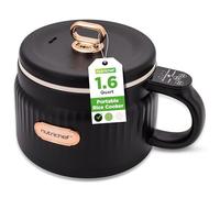 NutriChef 1.6 QT Olla de Arroz Eléctrica Portátil & Maker de Almuerzo | Multifuncional & Recubrimiento Cerámico Antiadherente | Panel Digital | 6 Funciones de Cocina: Arroz, Sopa | Negro