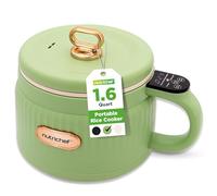 NutriChef 1.6 QT Olla de Arroz Eléctrica Portátil & Maker de Almuerzo | Multifuncional & Recubrimiento Cerámico Antiadherente | Panel Digital | 6 Funciones de Cocina: Arroz, Sopa|Verde