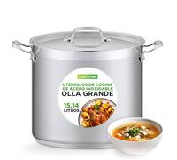 NutriChef 16-Quart Edelstahl Suppentopf - 18/8 Lebensmittelgeeignet, Schwerlast für Eintöpfe, Schmoren, Suppe, mit Deckel, Spülmaschinenfest, für Gas-, Induktions-, Keramik- und Halogenkochfelder