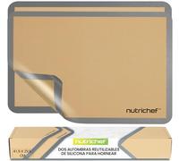 NutriChef Alfombrillas de Silicona para Hornear - 2 Reutilizables Antiadhesivas, Para Bandejas Grandes 24.4 x 16.5 IN, Horno hasta 480°F, Aptas Horno, Congelador y Lavavajillas - Gris