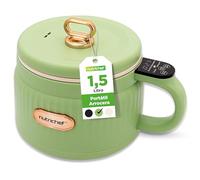 Nutrichef arrocera electrica mini, Rice cooker, Portatil, Preparador de comidas, Recubrimiento ceramico antiadherente, Panel de control digital, 6 funciones de coccion, 1.5L
