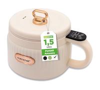 Nutrichef arrocera electrica mini, Rice cooker, Portatil, Preparador de comidas, Recubrimiento ceramico antiadherente, Panel de control digital, 6 funciones de coccion, 1.5L