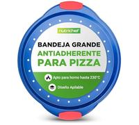 NutriChef Bandeja para Pizza, 13”, Mango de Silicona, Sartén Redonda Antiadherente, Acero con Agujeros Perforados