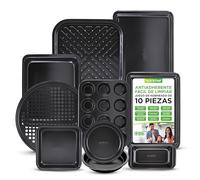 NutriChef bandejas horno, Para galletas, Asar, Hornear, Moldes para muffins y pasteles, Set de 10 piezas, Duraderas, Antiadherentes