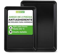 Nutrichef bandejas horno, Set de 2, Grande y mediana, Para servir, Apilables, Duraderas, Antiadherentes