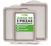 Nutrichef bandejas horno, Set de 3, Antiadherentes, Libres de PFOA/PFOS/PTFE, Duraderas