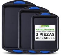 Nutrichef bandejas horno, Set de 3, Antiadherentes, Libres de PFOA/PFOS/PTFE, Duraderas, Asas de silicona