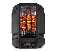NutriChef Barbacoa de pollo con pincho giratorio, negro, 700 W, mini horno vertical, parrilla eléctrica, asador de aire caliente para pollo, kebab y carne, compacto y bajo en grasa, incluye accesorios