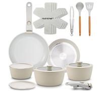 NutriChef Juego de Utensilios de Cocina Cerámica de 18 Piezas con Mangos Desmontables, Ollas y Sartenes Antiadherentes, Revestimiento Cerámico Natural Libre de PTFE, Diseño Ahorrador, Verde