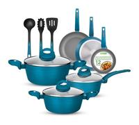 Nutrichef bateria de cocina, Antiadherentes, 12 piezas, Laca resistente al calor, Diseño elegante, Ollas y sartenes de tamaños multiples, Libre de PFOA y PFOS