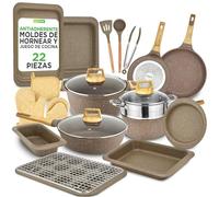 Nutrichef bateria de cocina, Antiadherentes, 22 piezas, Profesional, Resistentes al calor