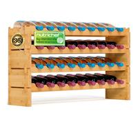 SereneLife NutriChef botellero Vino Madera, Wine Rack, Vinera, Apilable, para 36 Botellas, 4 Niveles, Bambu, Estanteria Modular