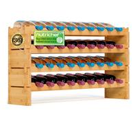 SereneLife NutriChef botellero Vino Madera, Wine Rack, Vinera, Apilable, para 36 Botellas, 4 Niveles, Bambu, Estanteria Modular