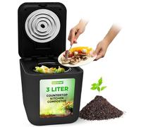 NutriChef Cubo de basura de alimentos, contenedor de abono de 3 cuartos para encimera, compostador eléctrico automático, compostador compacto de cocina para interiores con filtro inodoro, piezas aptas
