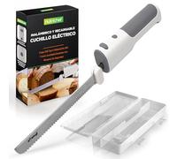 Nutrichef cuchillo jamonero electrico, Inalambrico, Funcion de encendido y apagado, Ligero, Seguro, Para jamon, Carnes, Aves, Pan y queso, Cuchillas de acero inoxidable